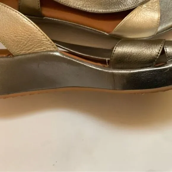 New L'Amour Des Pieds Women's Crotono Low Wedge Slingback Sandal Bronze size 10